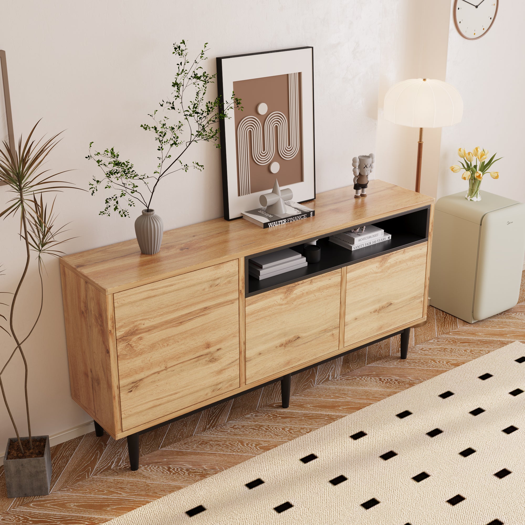 Modern Wooden Sideboard with 3 Doors