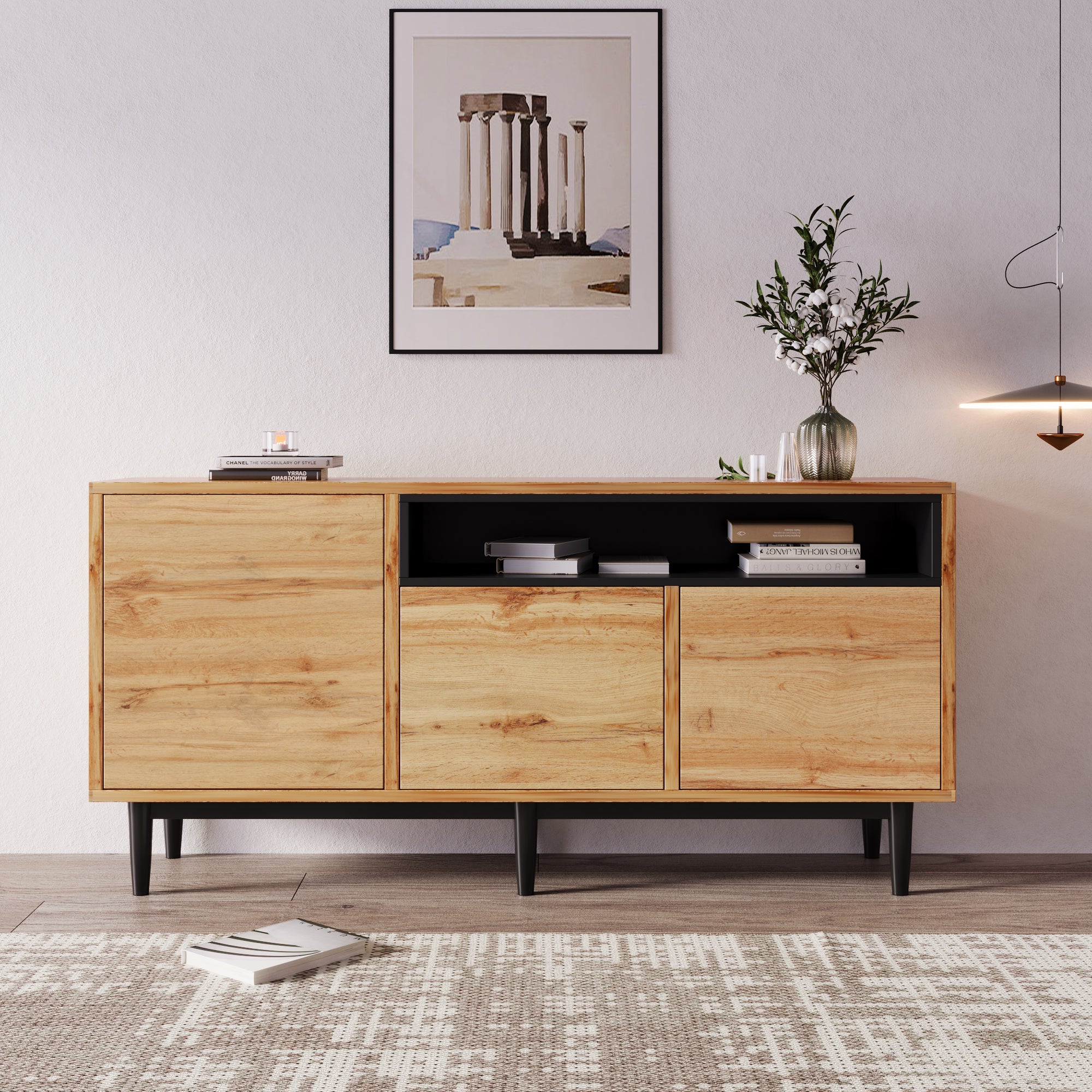 Modern Wooden Sideboard with 3 Doors