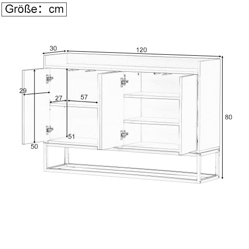 Minimalist Black 4-Door Sideboard Cabinet