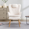 Weißer Teddyplüsch-Schaukelstuhl mit Hocker – Komfortabler Relaxsessel im modernen Stil