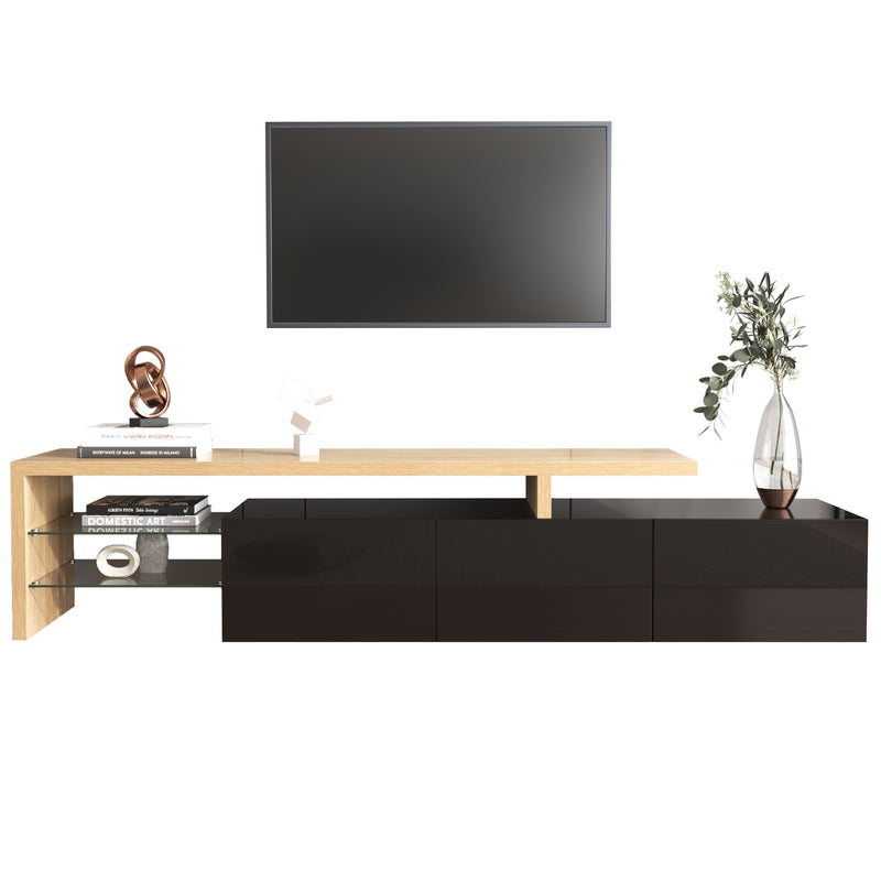 Moderner TV-Schrank mit Glasböden und LED-Beleuchtung