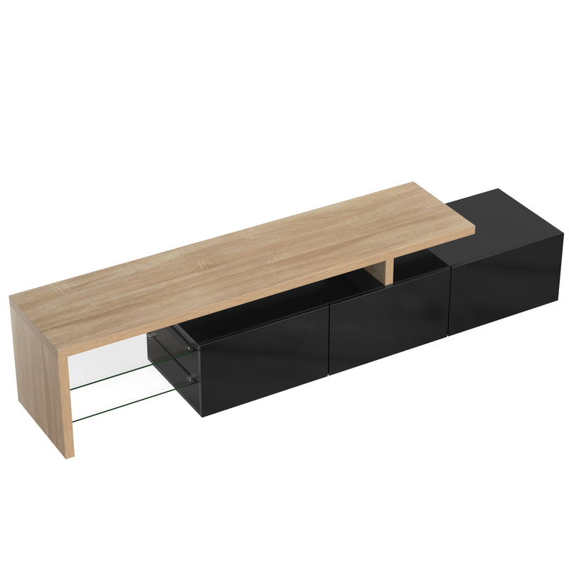 Moderner TV-Schrank mit Glasböden und LED-Beleuchtung