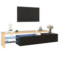 Moderner TV-Schrank mit Glasböden und LED-Beleuchtung