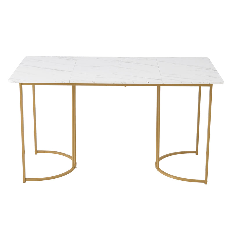 Moderner Esstisch 140 × 80 cm – Marmoroptik & Metallgestell
