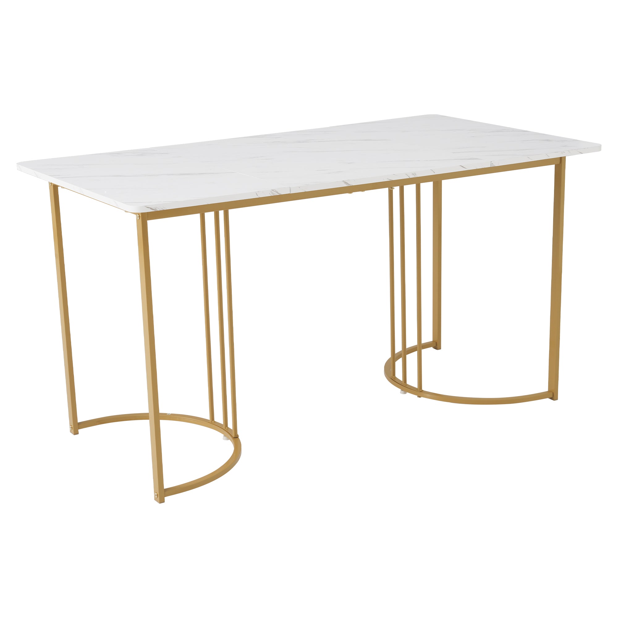 Moderner Esstisch 140 × 80 cm – Marmoroptik & Metallgestell