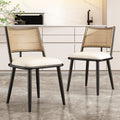 Esszimmerstuhl Set mit Rattan Rückenlehne und gepolstertem Sitz