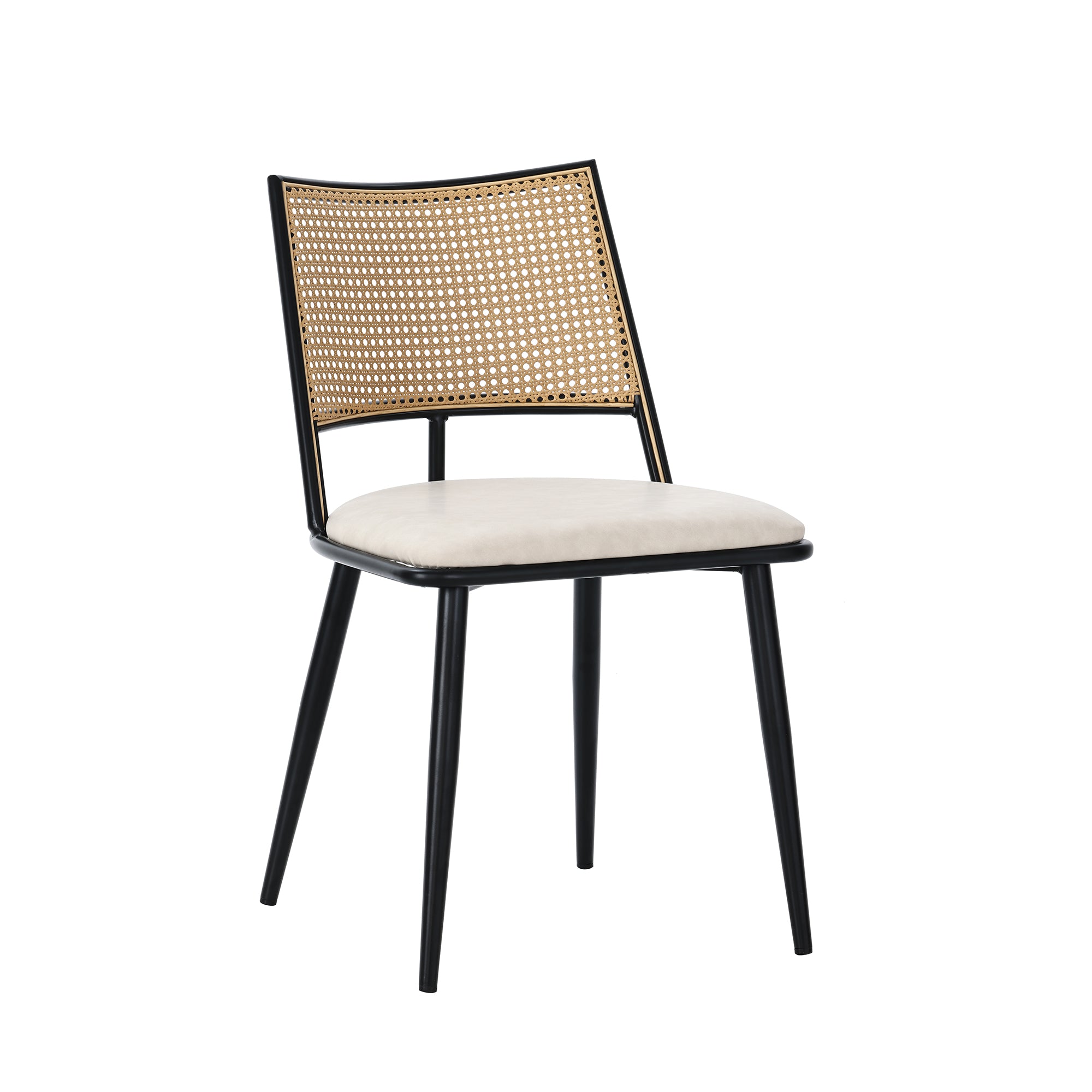 Esszimmerstuhl Set mit Rattan Rückenlehne und gepolstertem Sitz