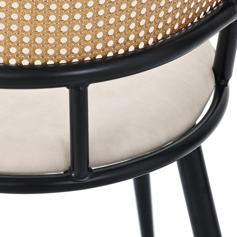 Esszimmerstuhl Set mit Rattan Rückenlehne und gepolstertem Sitz