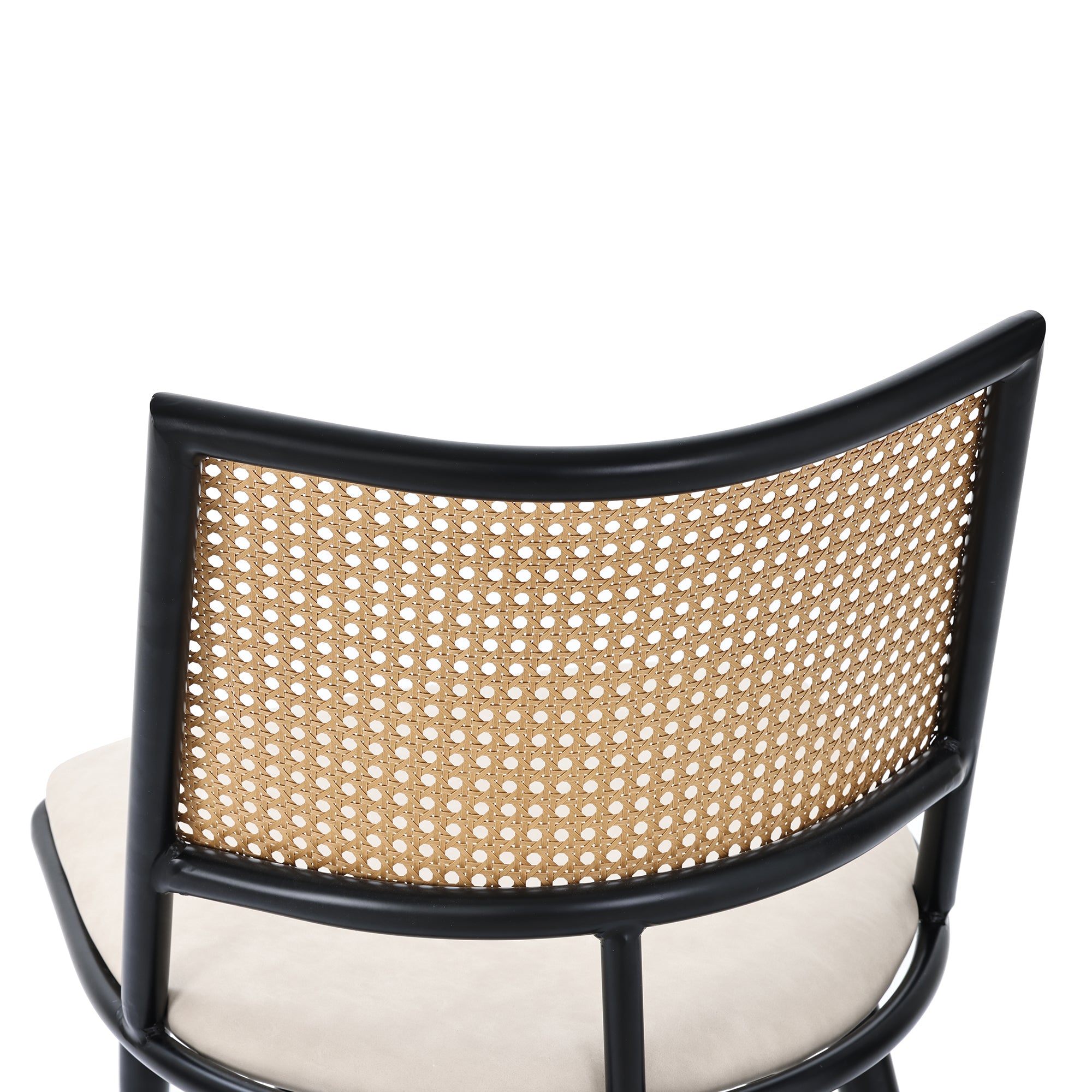 Esszimmerstuhl Set mit Rattan Rückenlehne und gepolstertem Sitz