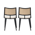 Esszimmerstuhl Set mit Rattan Rückenlehne und gepolstertem Sitz