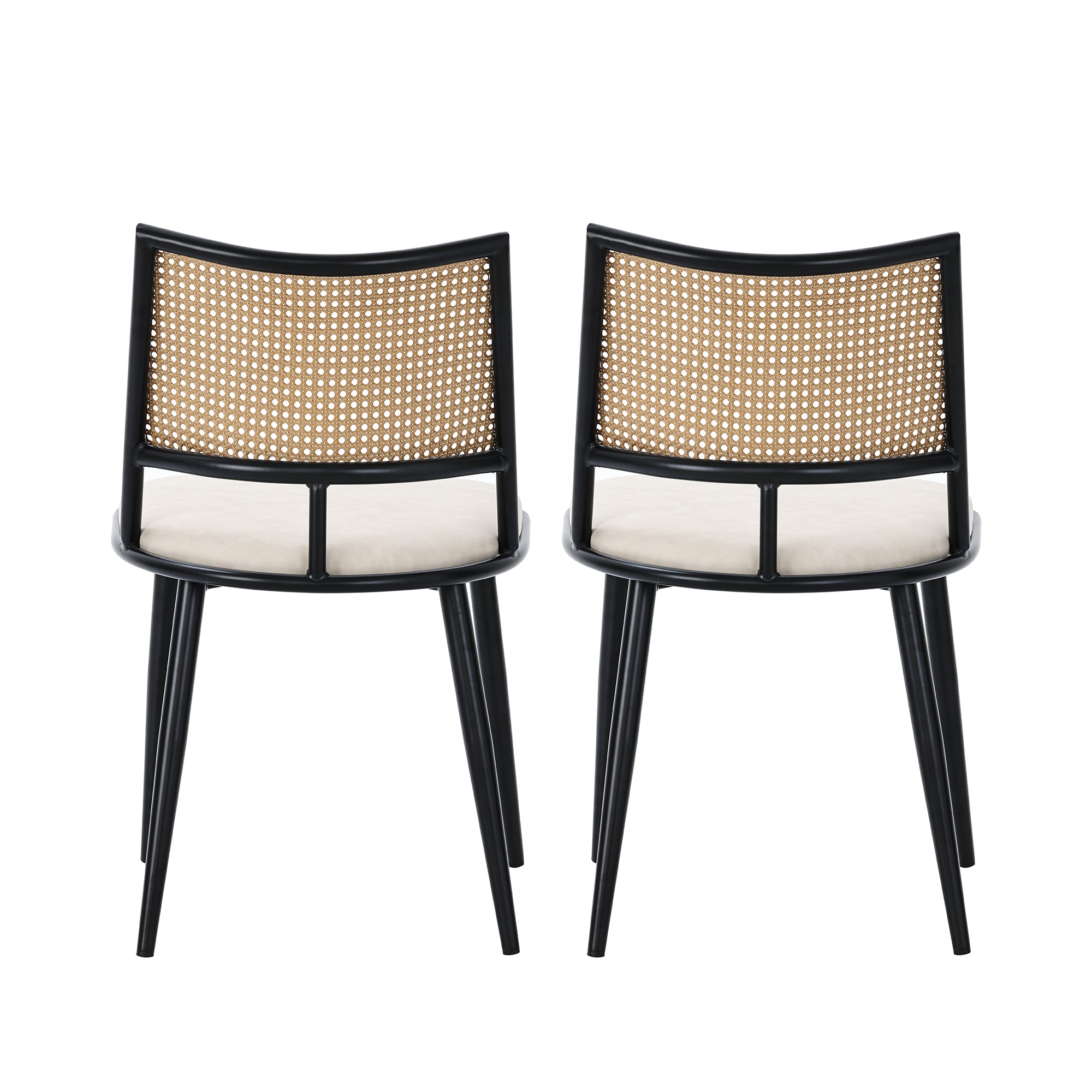 Esszimmerstuhl Set mit Rattan Rückenlehne und gepolstertem Sitz