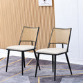 Esszimmerstuhl Set mit Rattan Rückenlehne und gepolstertem Sitz