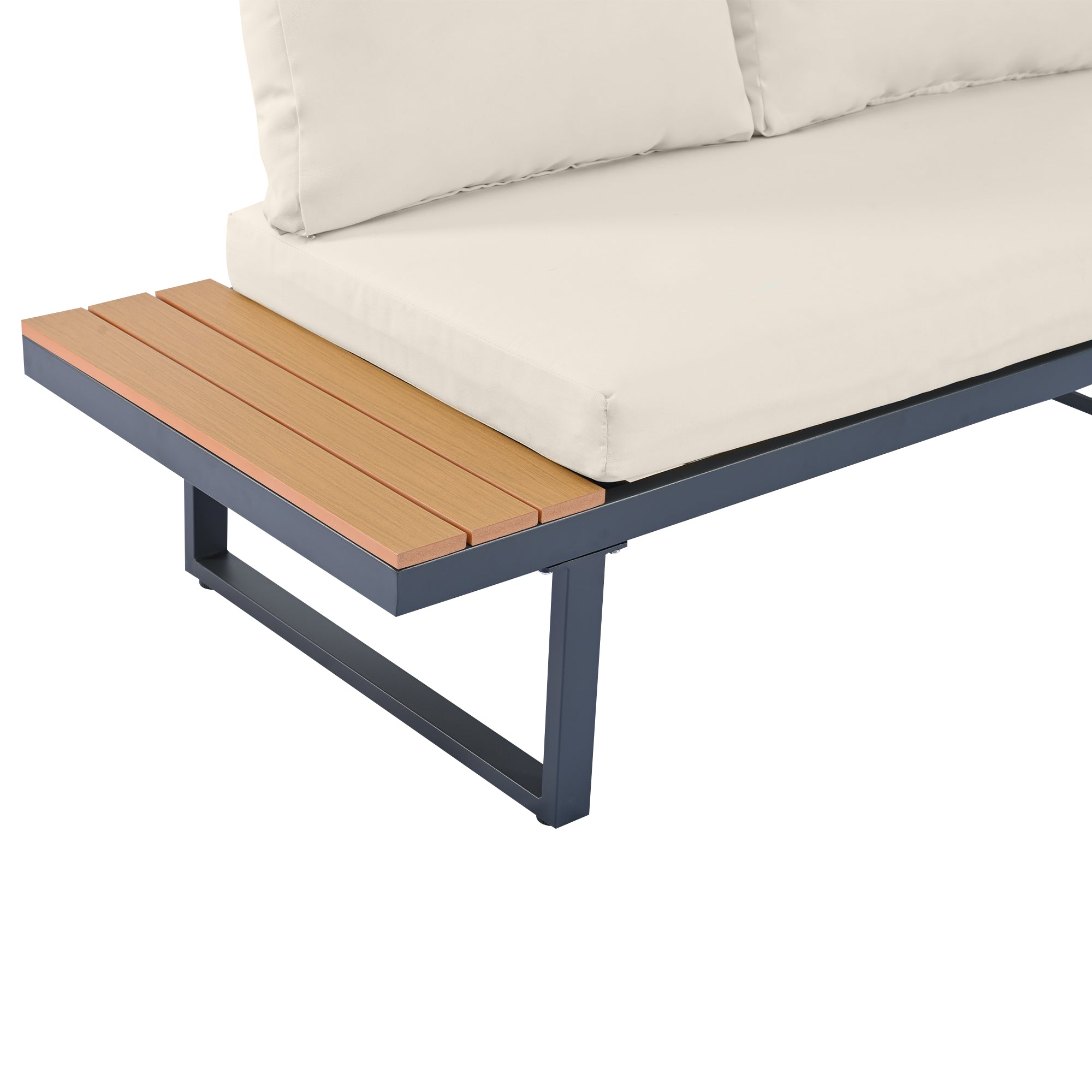 Garten Lounge Set mit verstellbarer Rückenlehne – Outdoor Sofaset mit Tisch und Stahlrahmen