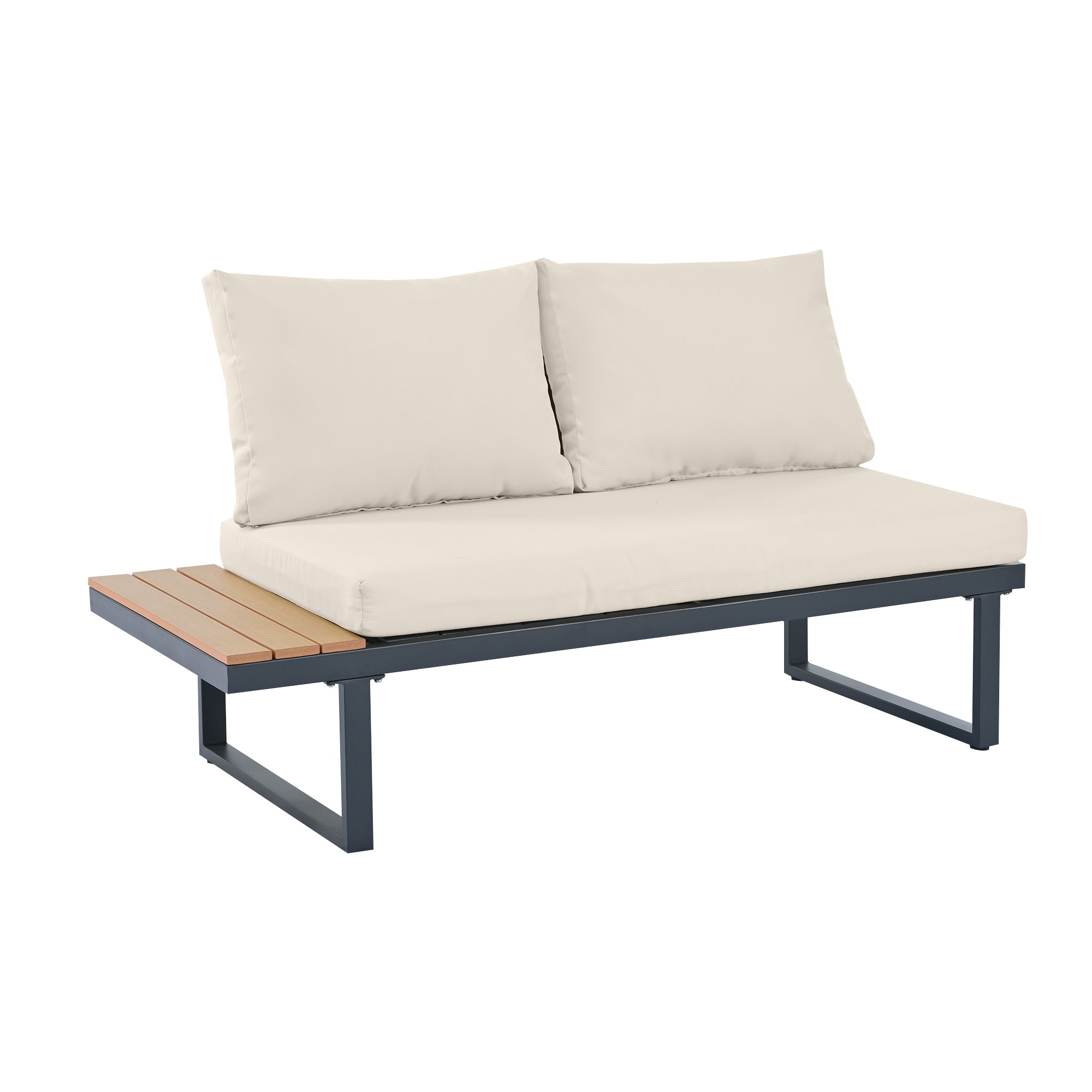 Garten Lounge Set mit verstellbarer Rückenlehne – Outdoor Sofaset mit Tisch und Stahlrahmen