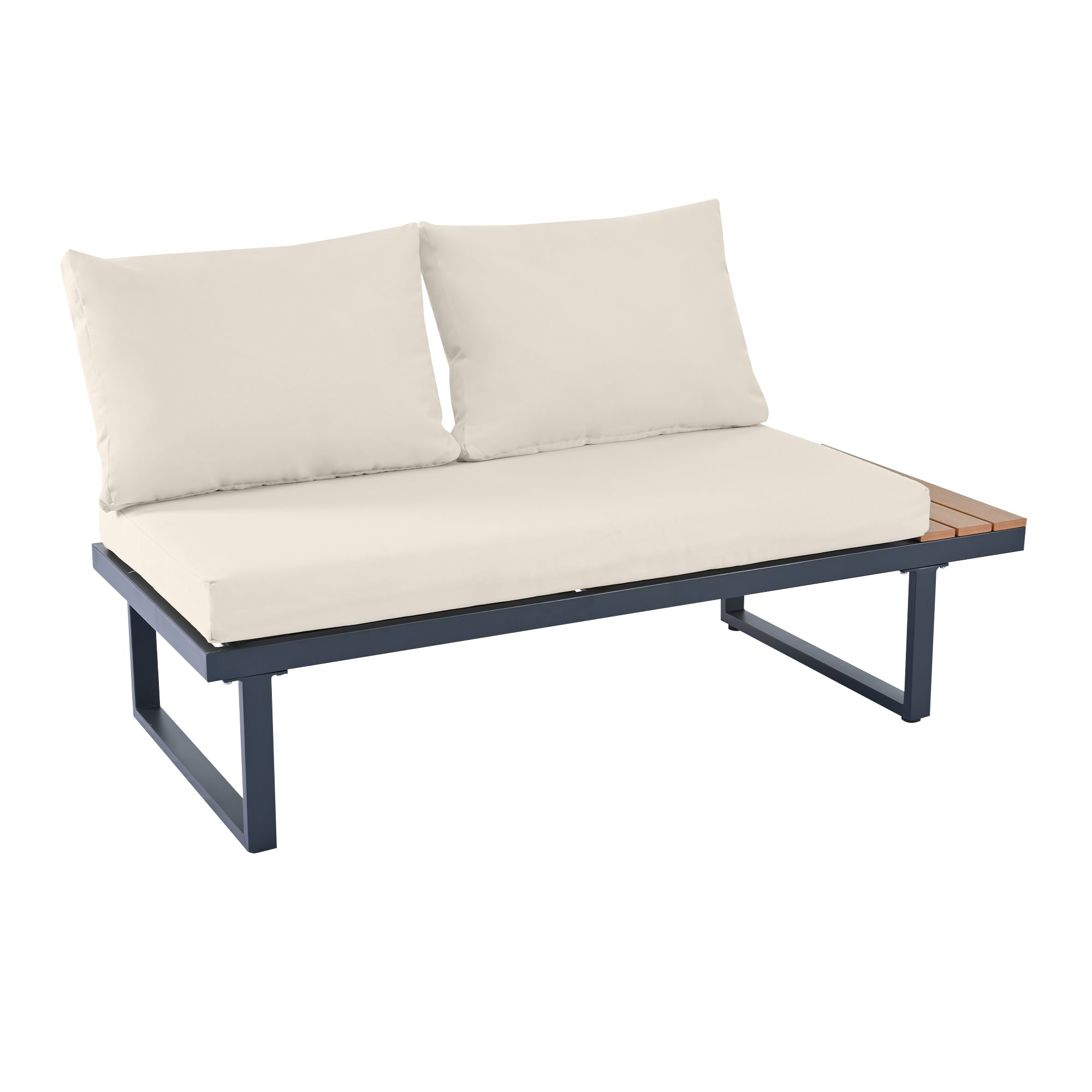 Garten Lounge Set mit verstellbarer Rückenlehne – Outdoor Sofaset mit Tisch und Stahlrahmen