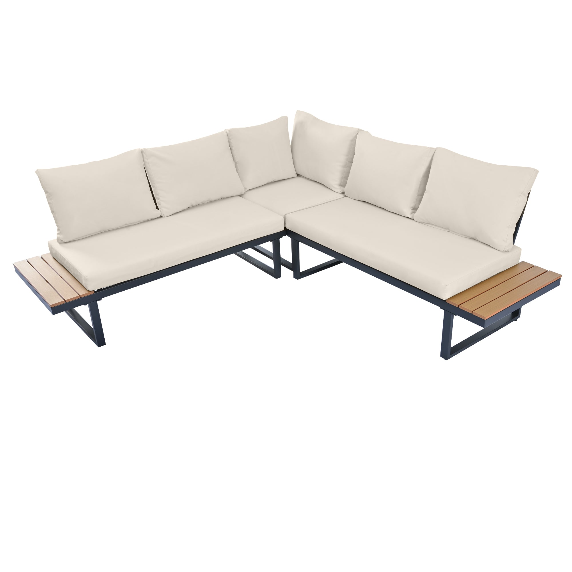 Garten Lounge Set mit verstellbarer Rückenlehne – Outdoor Sofaset mit Tisch und Stahlrahmen