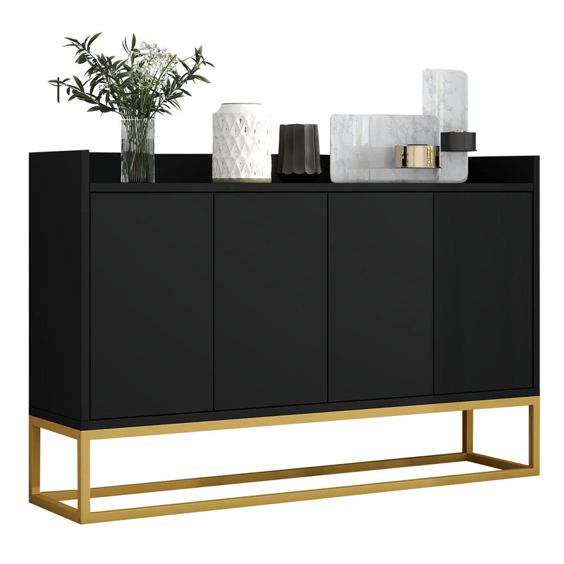 Minimalist Black 4-Door Sideboard Cabinet
