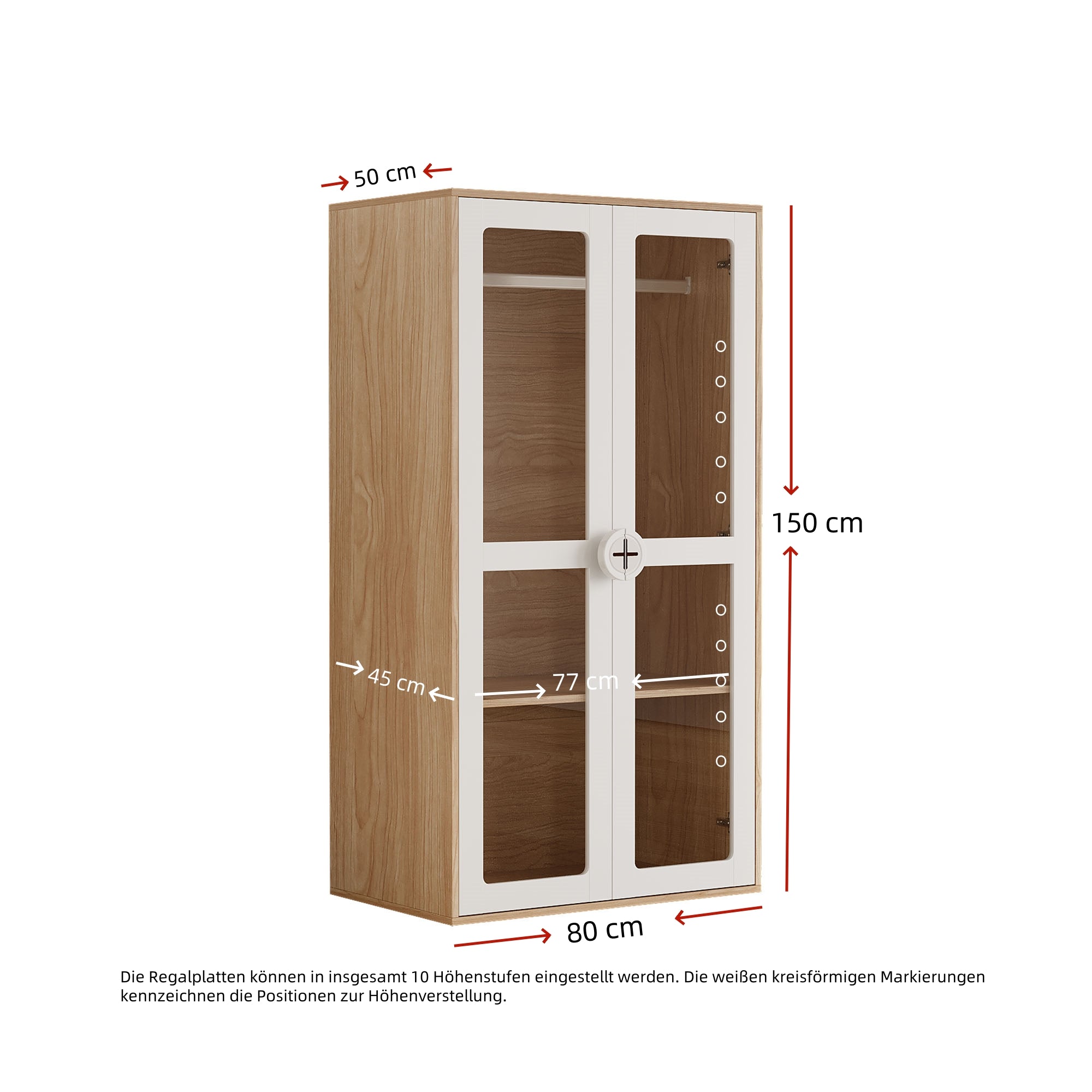 Kinderkleiderschrank mit Acryl-Türen und verstellbaren Regalen