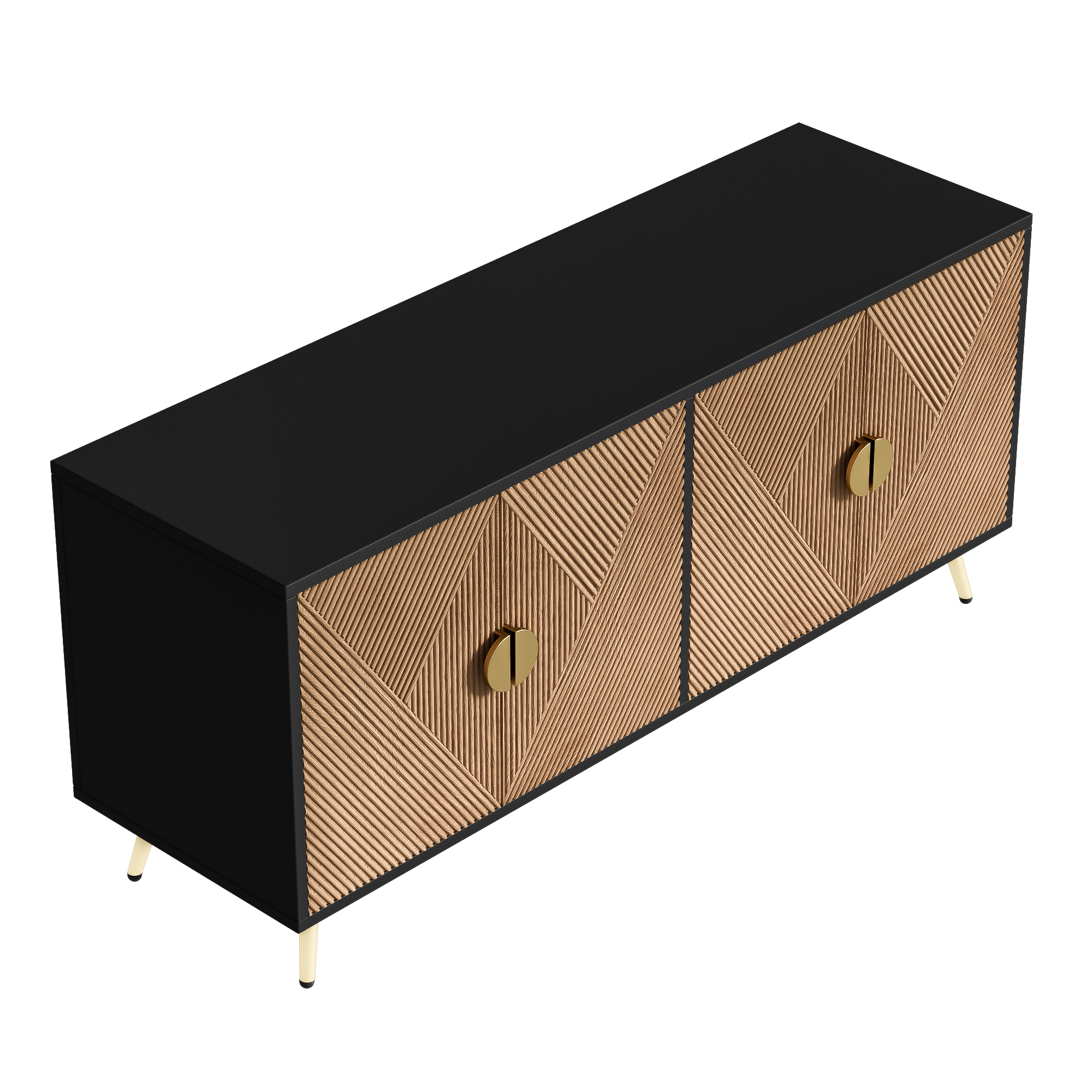 Modernes Sideboard mit Strukturfront und goldenen Akzenten