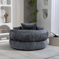 Runder Lazy Sofa Lounger in Grau – Komfortabler Chenille Sitzsack mit Kissen