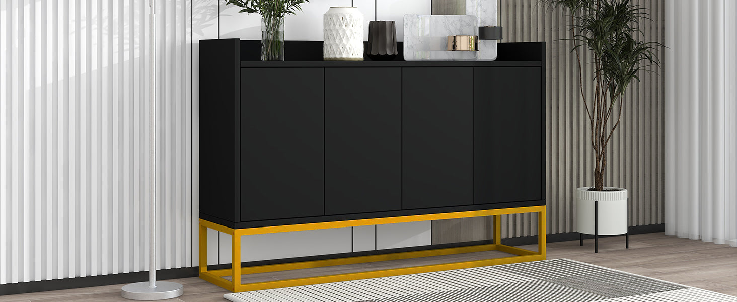 Minimalist Black 4-Door Sideboard Cabinet