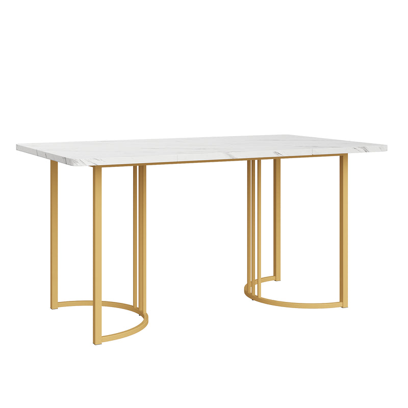 Moderner Esstisch 140 × 80 cm – Marmoroptik & Metallgestell