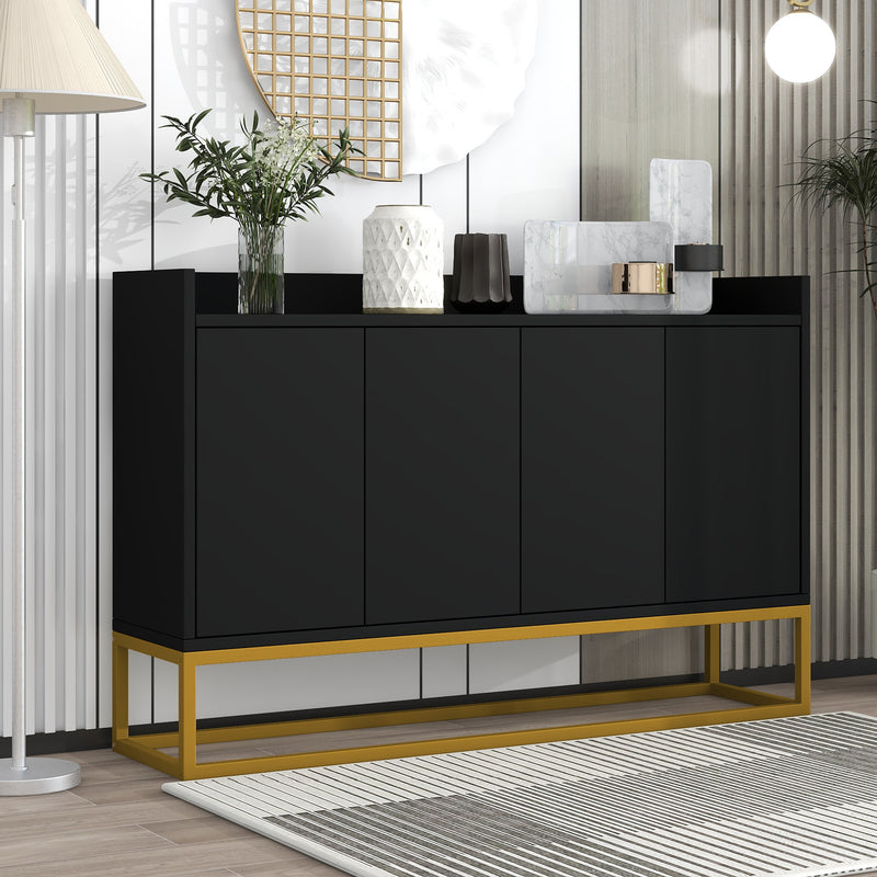 Minimalist Black 4-Door Sideboard Cabinet
