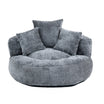 Runder Lazy Sofa Lounger in Grau – Komfortabler Chenille Sitzsack mit Kissen