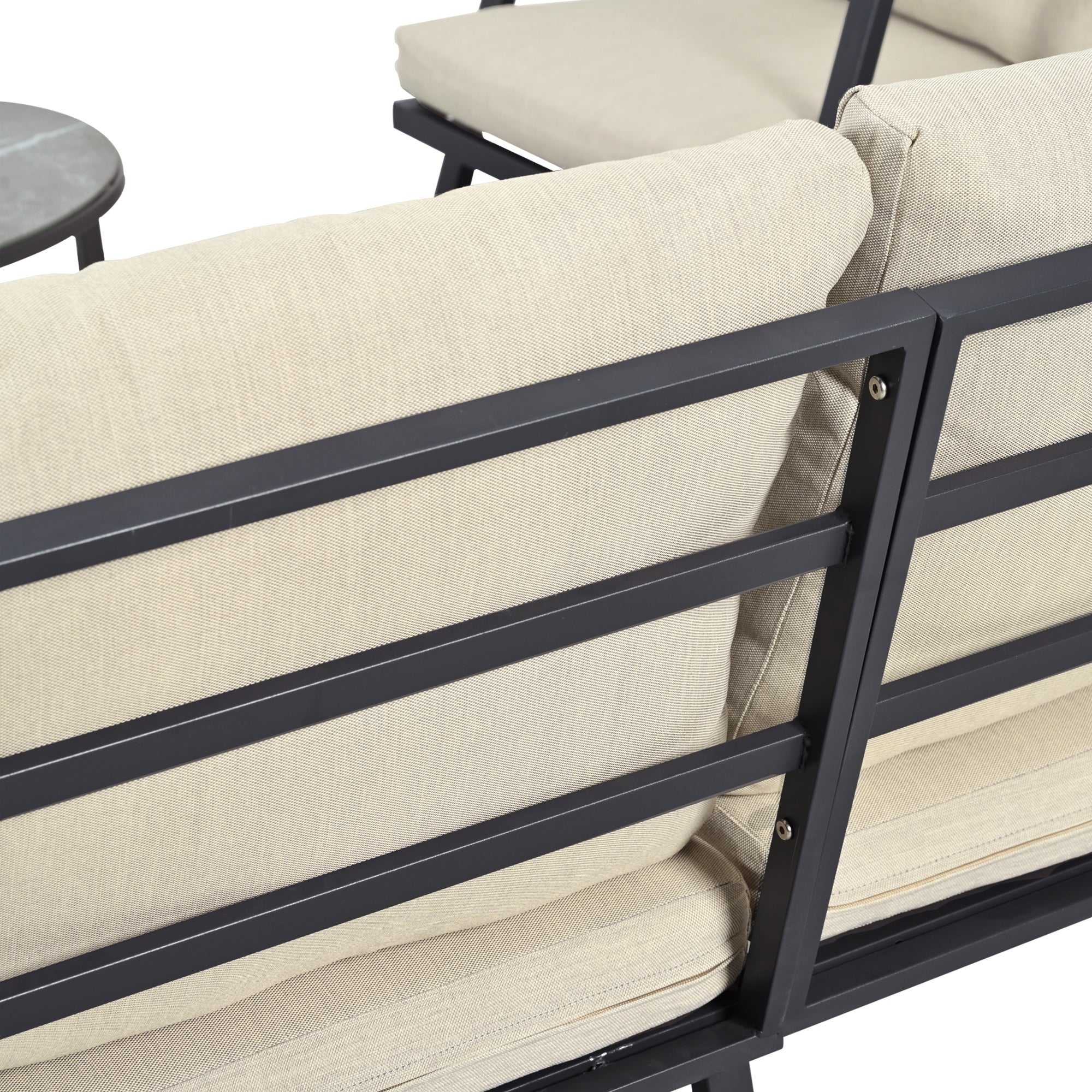 Outdoor 2-Sitzer Sofa – Gartenbank im Industrial Design mit Stahlrahmen und Komfortpolster