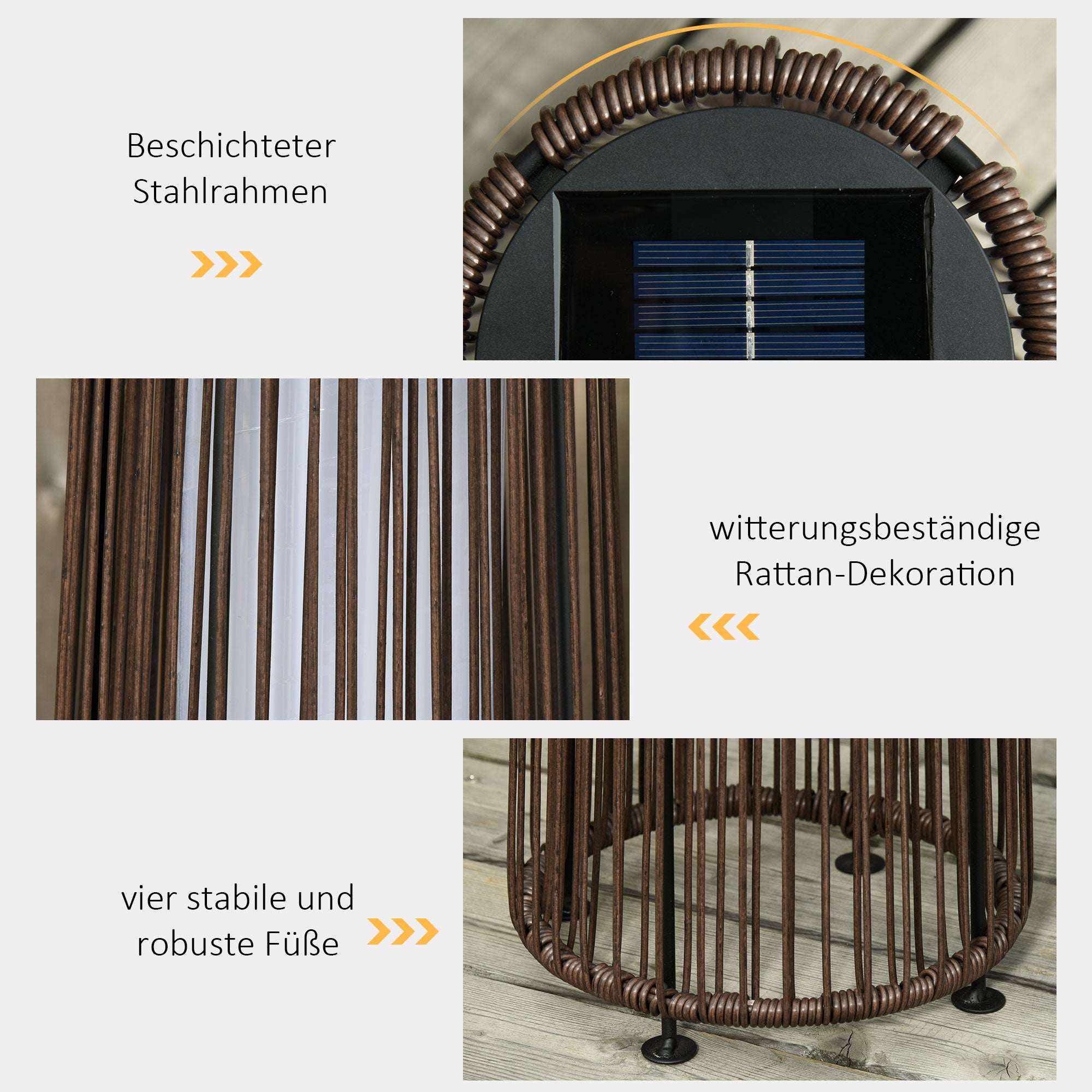 Elegante Solar-Gartenleuchte im modernen Rattan-Design
