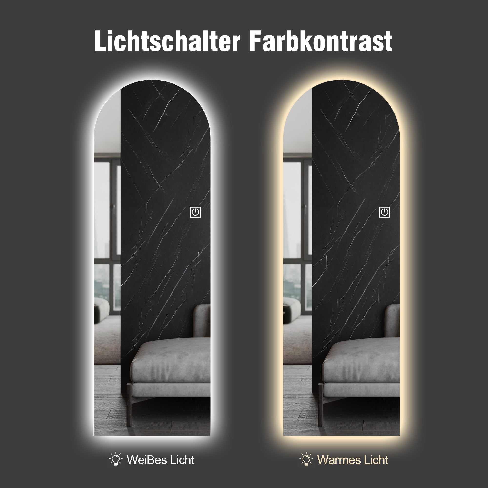 LED Ganzkörperspiegel mit Bogenform und Touch-Funktion