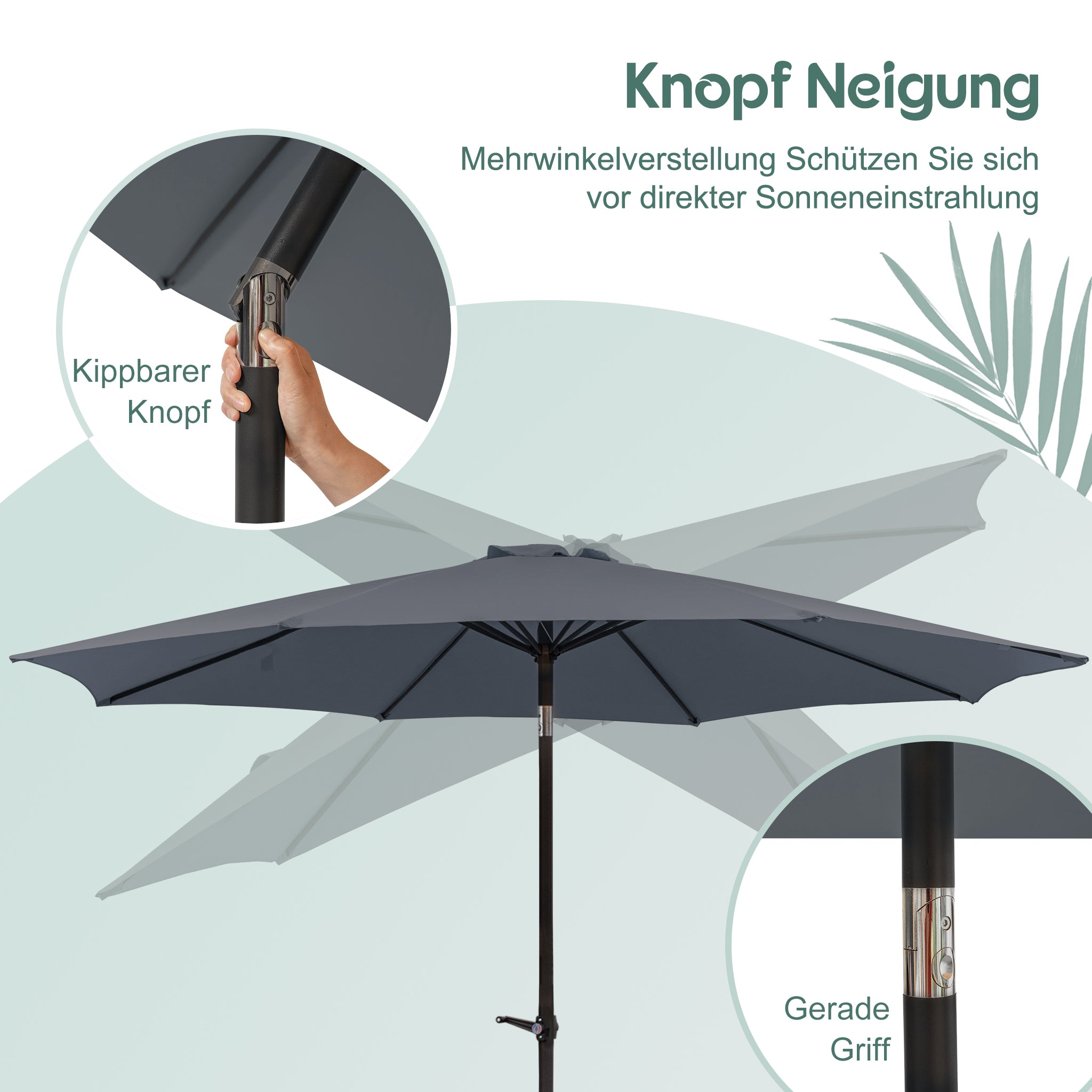 Knickbarer Sonnenschirm mit UV-Schutz – Faltbarer Outdoor-Schirm für Garten, Balkon und Strand