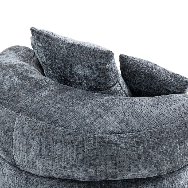 Runder Lazy Sofa Lounger in Grau – Komfortabler Chenille Sitzsack mit Kissen