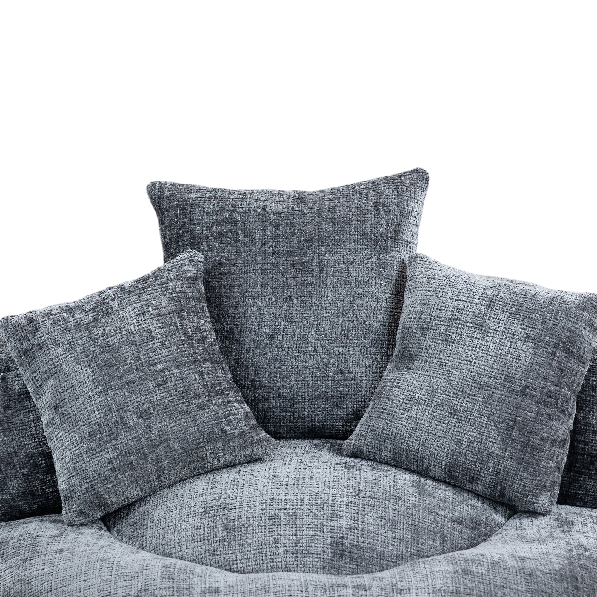 Runder Lazy Sofa Lounger in Grau – Komfortabler Chenille Sitzsack mit Kissen