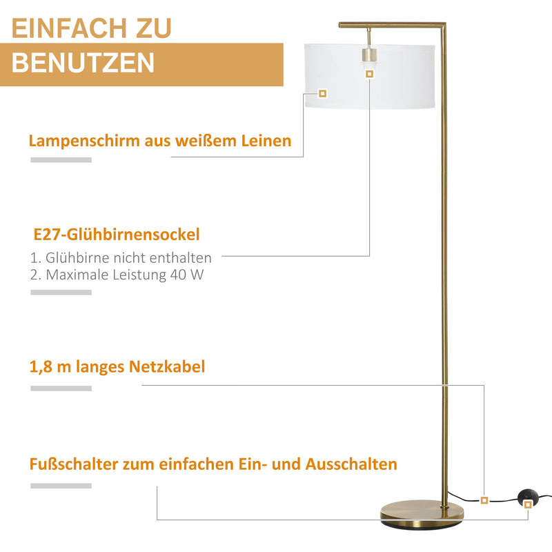 Moderne Stehlampe mit Stoffschirm und stabilem Metallgestell für Wohnräume