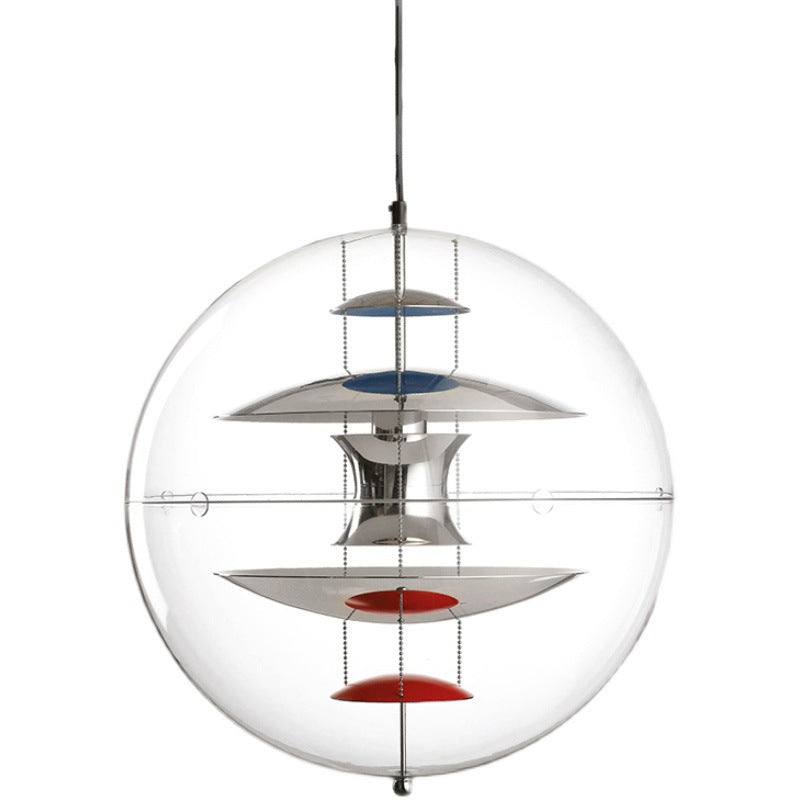 Moderne Pendelleuchte in Kugelform mit Planetenmotiv