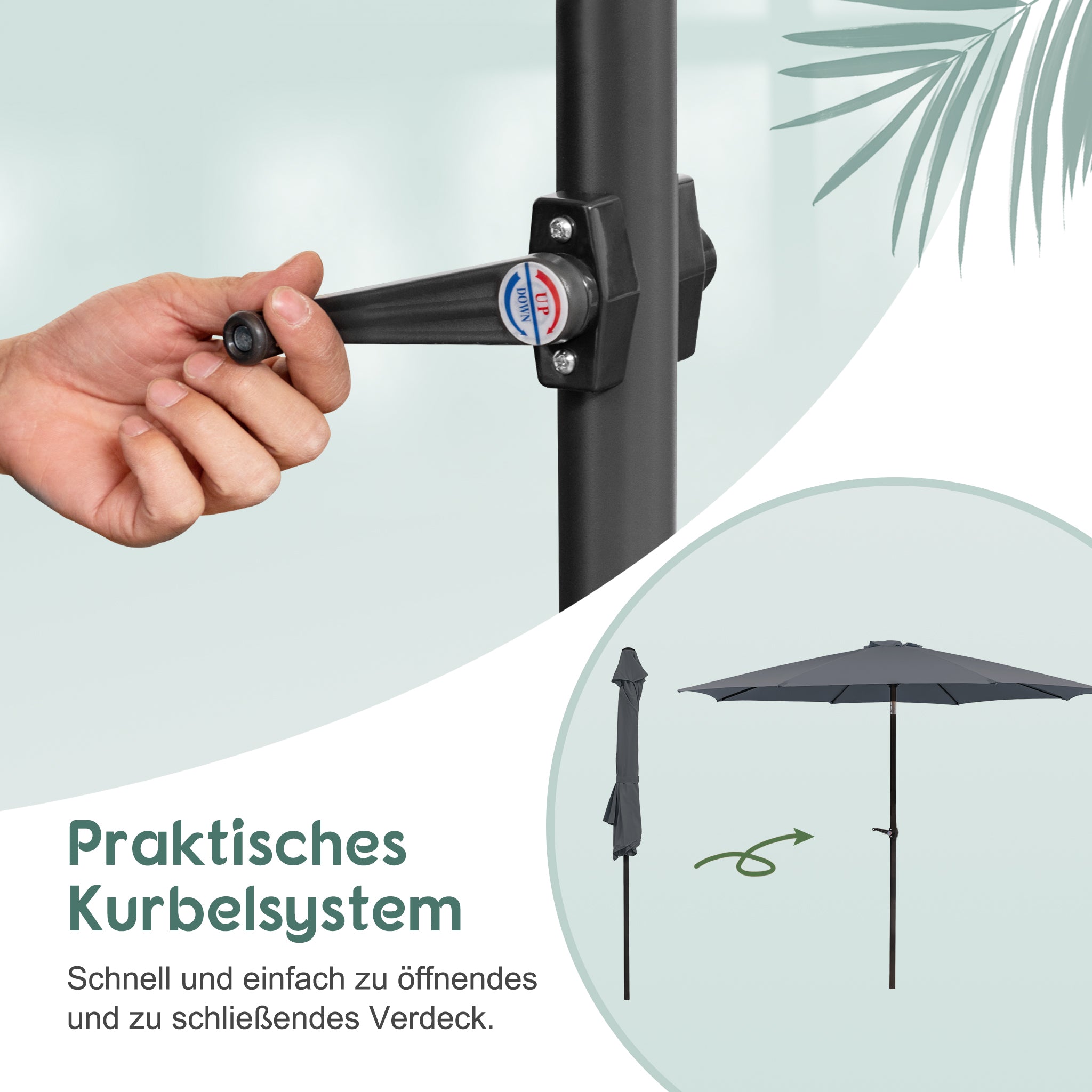 Knickbarer Sonnenschirm mit UV-Schutz – Faltbarer Outdoor-Schirm für Garten, Balkon und Strand
