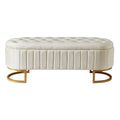 Moderne Samt Sitzbank mit Stauraum in Beige