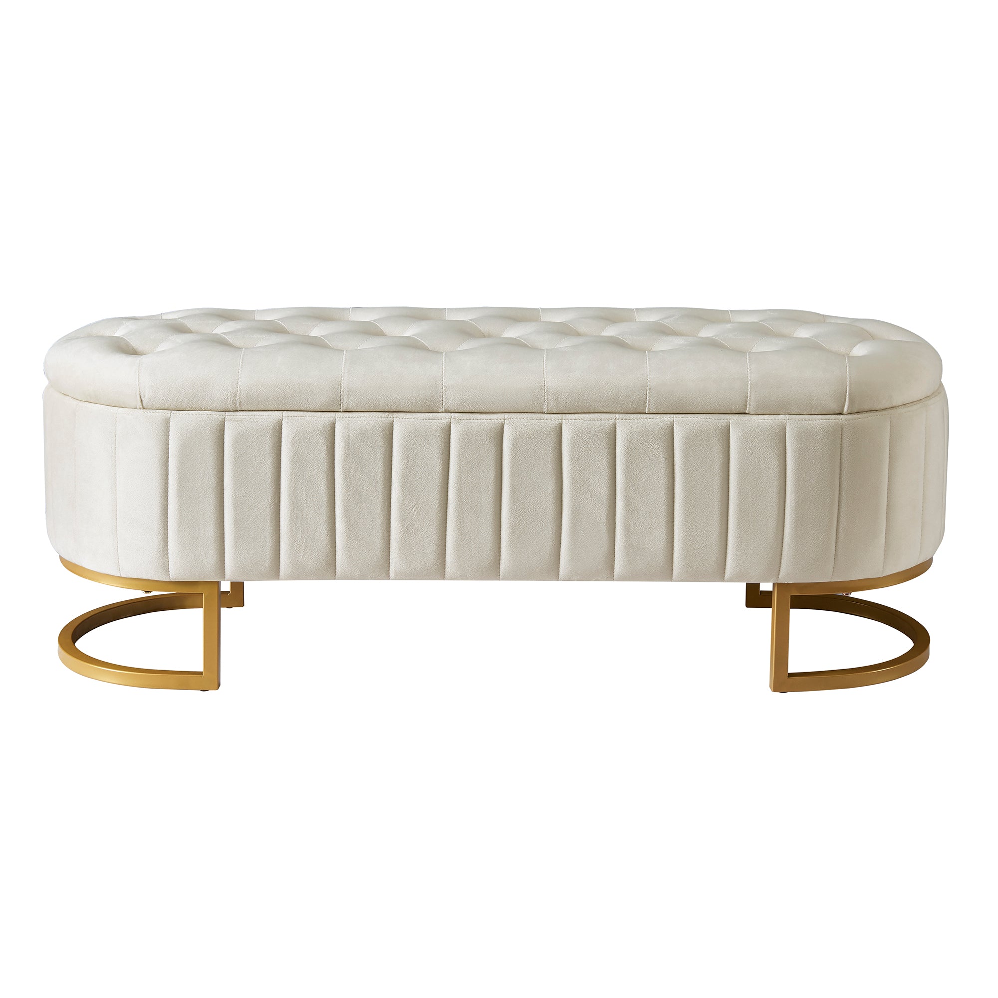 Moderne Samt Sitzbank mit Stauraum in Beige
