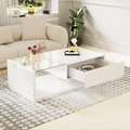 Moderner Couchtisch Hochglanz Weiß mit Glas & LED