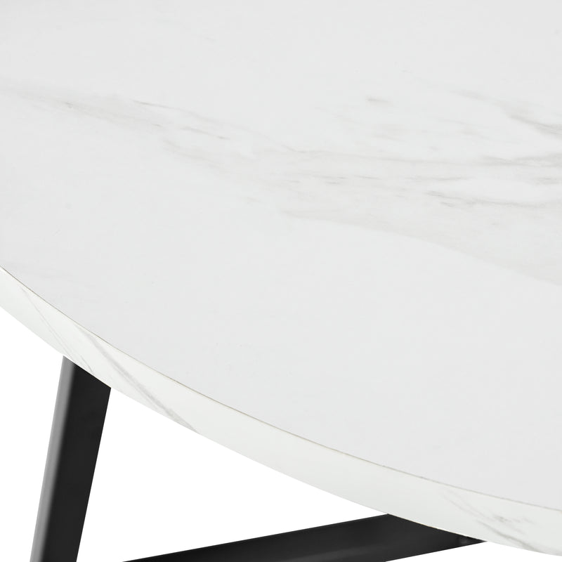 Runder Esstisch – Modernes Design mit Marmoroptik & Metallgestell