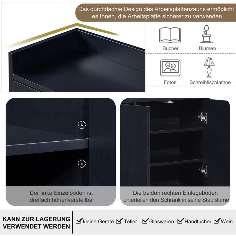 Minimalist Black 4-Door Sideboard Cabinet