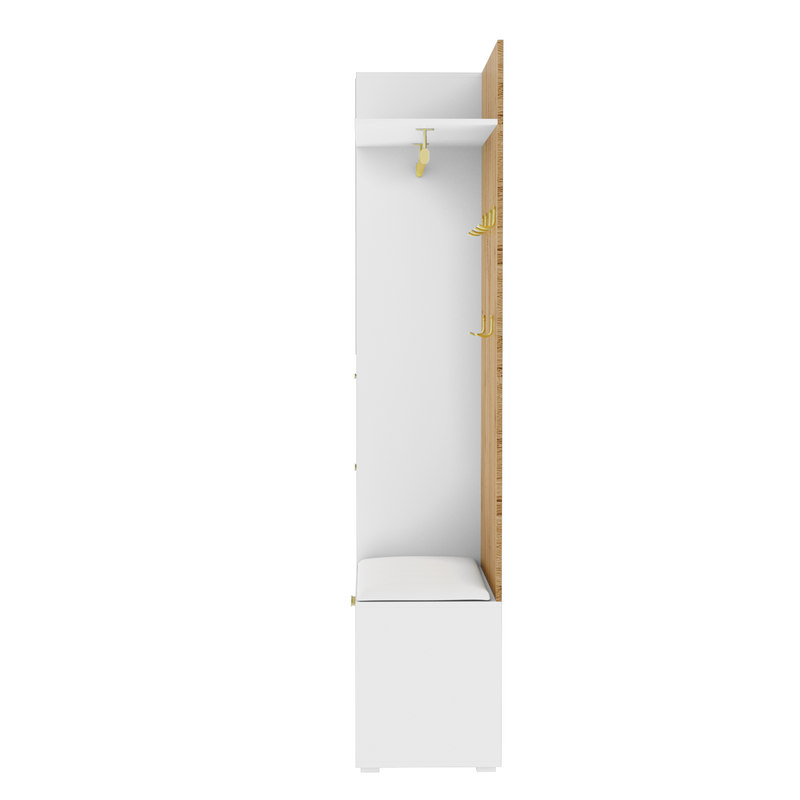 Modernes Garderoben-Set mit Spiegel, LED-Beleuchtung & Sitzbank