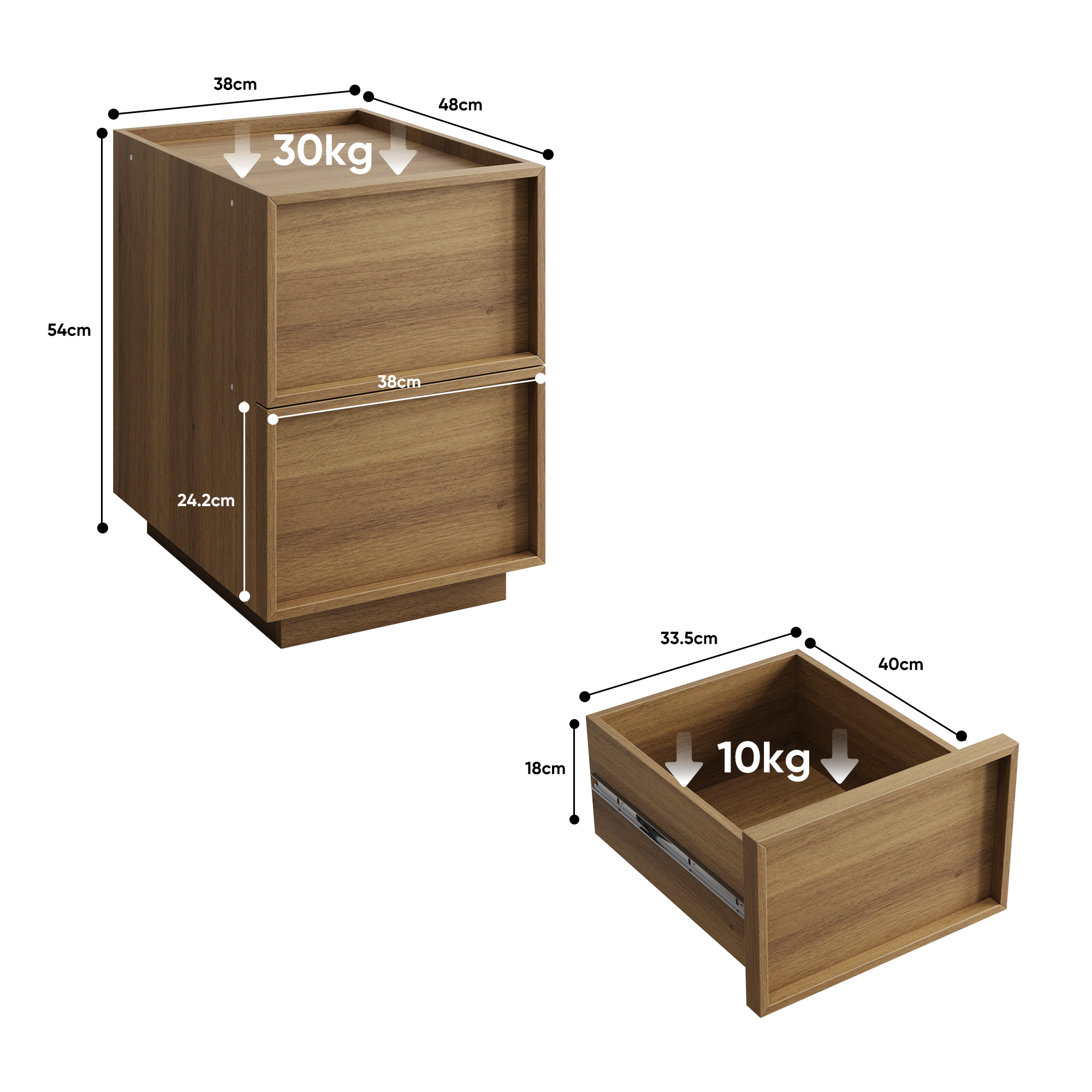 Moderner Nachttisch mit 2 Schubladen im minimalistischen Design (2er Set)