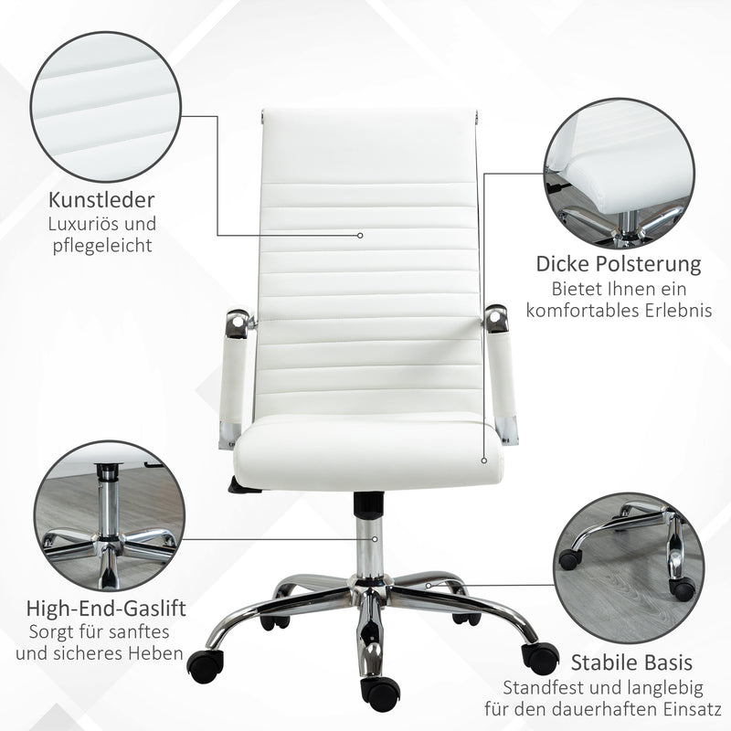 Ergonomischer Weißer Bürostuhl mit Armlehnen
