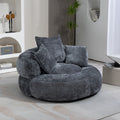 Runder Lazy Sofa Lounger in Grau – Komfortabler Chenille Sitzsack mit Kissen