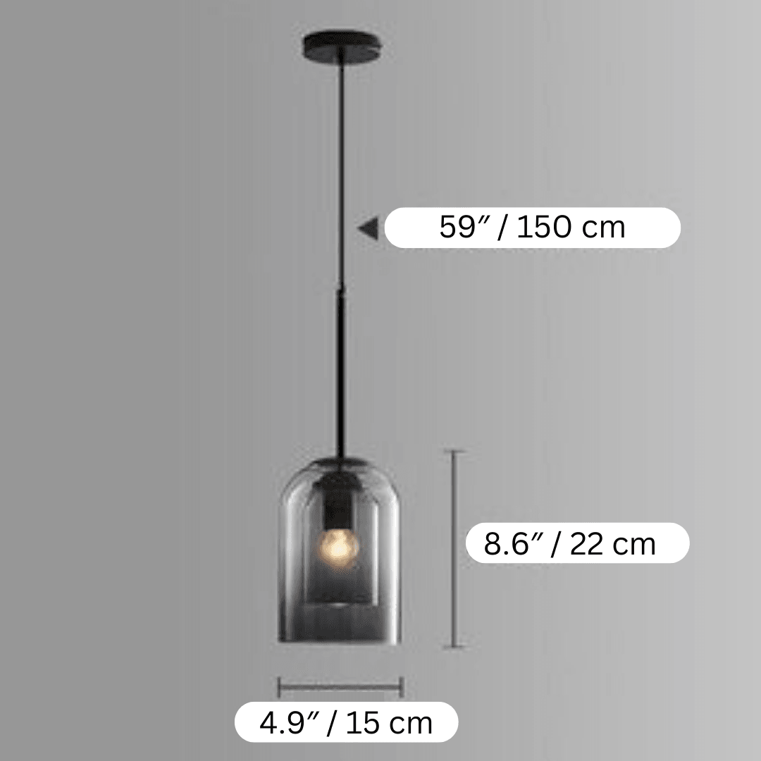 Elegante Glas-Pendelleuchte in Grau & Bernstein | Minimalistisches Design, E27 Sockel, LED-kompatibel, 60W Max, verstellbare Kette