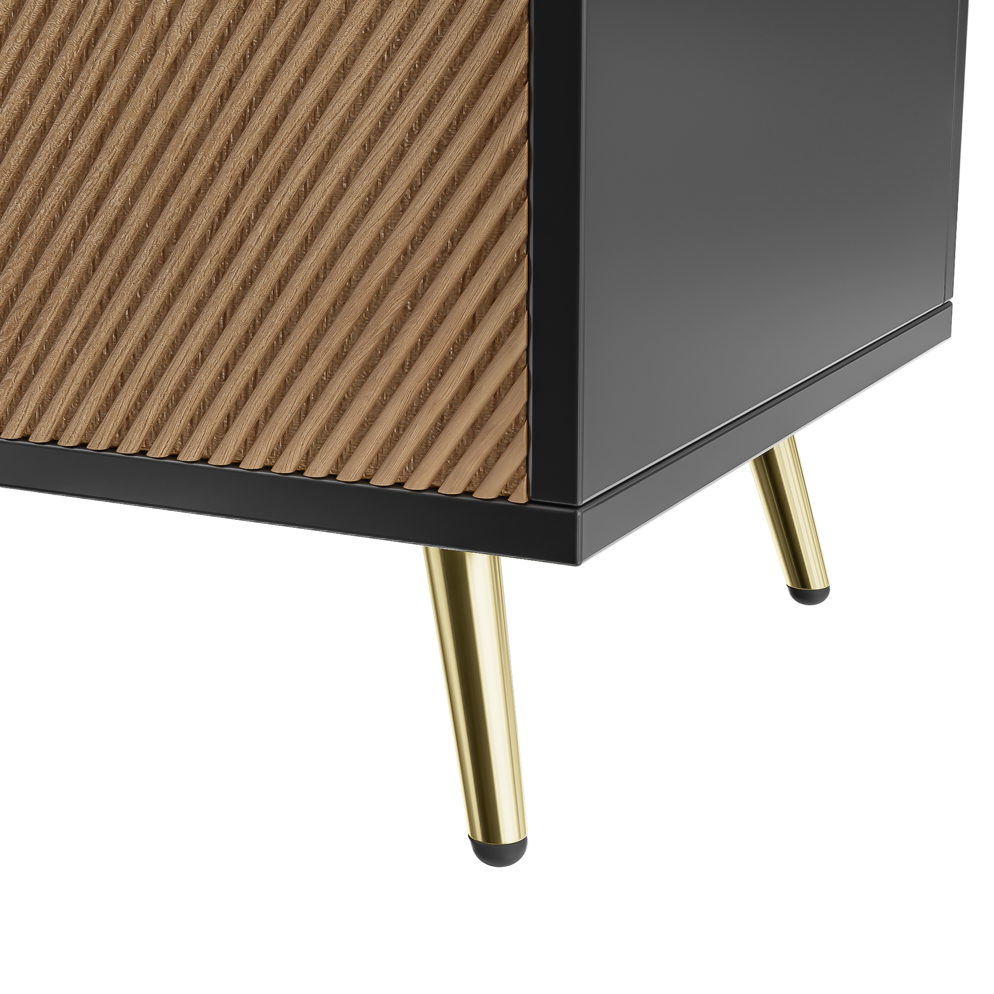 Modernes Sideboard mit Strukturfront und goldenen Akzenten