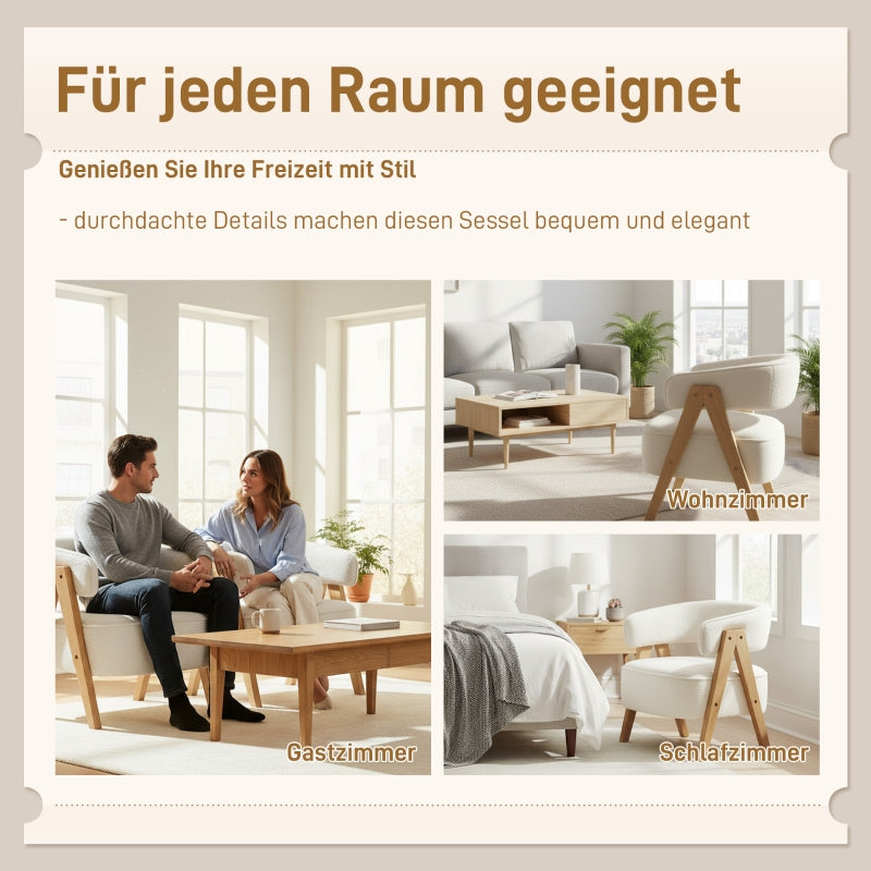 Moderner Polstersessel mit Fleece-Bezug und Holzbeinen
