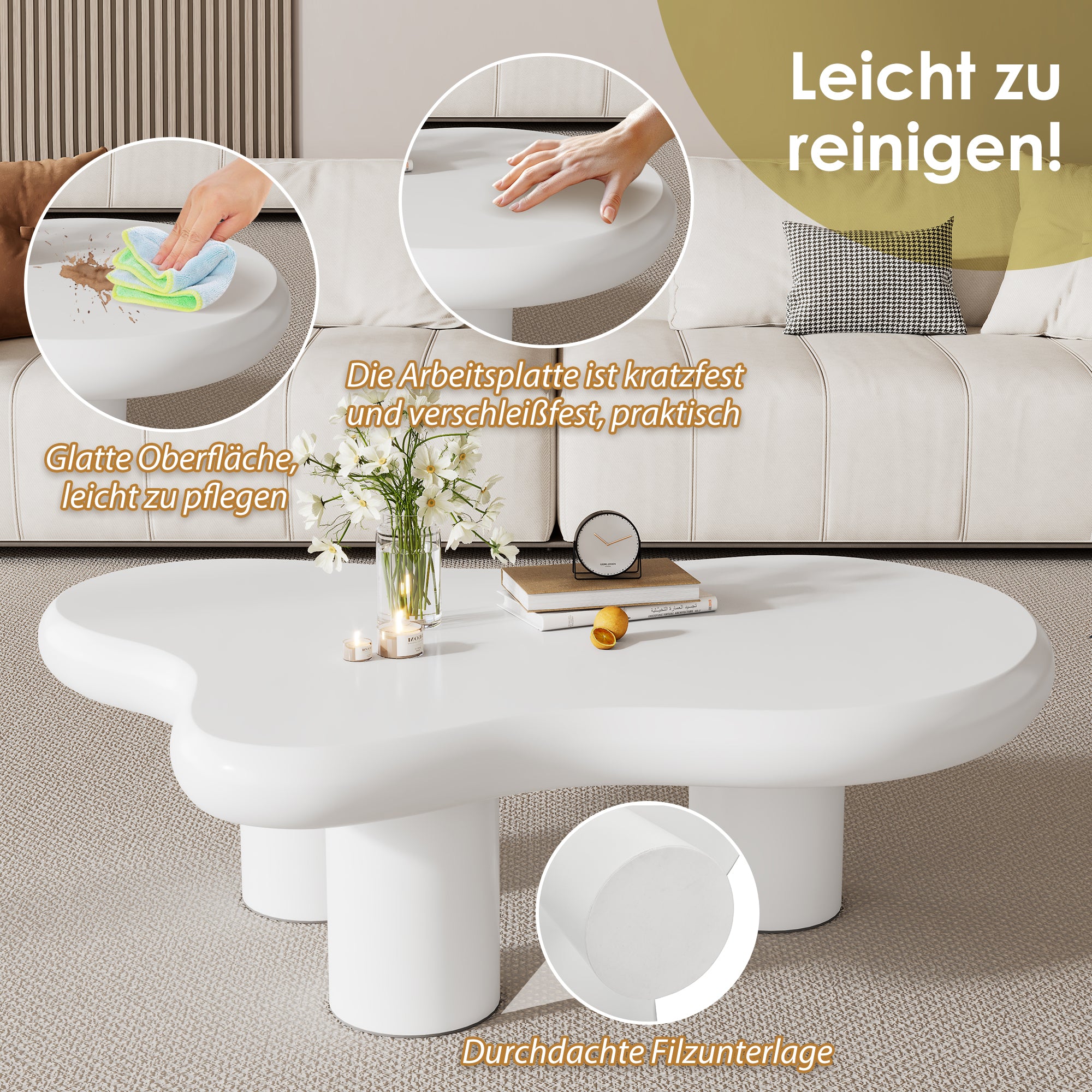 Moderner Couchtisch in Wolkenform